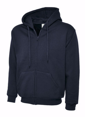 Uneek - Unisex Adults Classic Full Zip Hooded Sweatshirt/Jumper - 50% Polyester 50% Cotton - Navy - Size XL