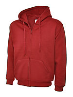 Uneek - Unisex Adults Classic Full Zip Hooded Sweatshirt/Jumper - 50% Polyester 50% Cotton - Red - Size L