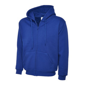 Uneek - Unisex Adults Classic Full Zip Hooded Sweatshirt/Jumper - 50% Polyester 50% Cotton - Royal - Size 2XL