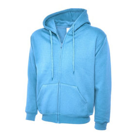 Uneek - Unisex Adults Classic Full Zip Hooded Sweatshirt/Jumper - 50% Polyester 50% Cotton - Sky - Size 2XL