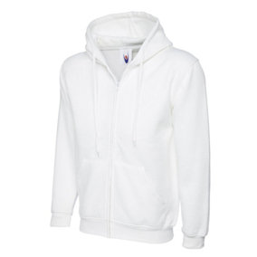 Uneek - Unisex Adults Classic Full Zip Hooded Sweatshirt/Jumper - 50% Polyester 50% Cotton - White - Size 2XL