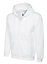 Uneek - Unisex Adults Classic Full Zip Hooded Sweatshirt/Jumper - 50% Polyester 50% Cotton - White - Size S