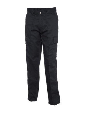 Uneek - Unisex Cargo Trouser Long - 65% Polyester 35% Cotton - Black - Size 28