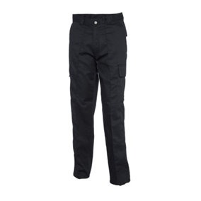 Uneek - Unisex Cargo Trouser Regular - 65% Polyester 35% Cotton - Black - Size 28