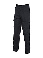 Uneek - Unisex Cargo Trouser with Knee Pad Pockets Long - 65% Polyester 35% Cotton - Black - Size 38