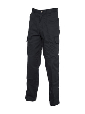 Uneek - Unisex Cargo Trouser with Knee Pad Pockets Long - 65% Polyester 35% Cotton - Black - Size 48