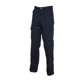Uneek - Unisex Cargo Trouser with Knee Pad Pockets Long - 65% Polyester 35% Cotton - Navy - Size 28