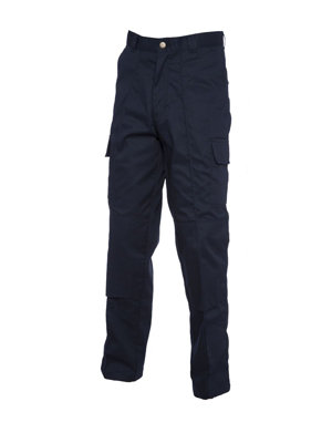 Uneek - Unisex Cargo Trouser with Knee Pad Pockets Long - 65% Polyester 35% Cotton - Navy - Size 42