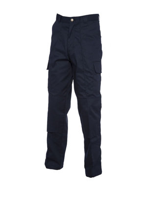 Uneek - Unisex Cargo Trouser with Knee Pad Pockets Regular - 65% Polyester 35% Cotton - Navy - Size 28