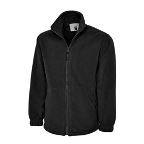Uneek - Unisex Classic Full Zip Micro Fleece Jacket - Half Moon Yoke - Black - Size 3XL