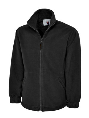 Uneek - Unisex Classic Full Zip Micro Fleece Jacket - Half Moon Yoke - Black - Size 6XL