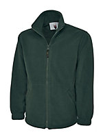 Uneek - Unisex Classic Full Zip Micro Fleece Jacket - Half Moon Yoke - Bottle Green - Size M