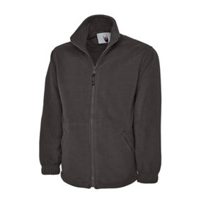 Uneek - Unisex Classic Full Zip Micro Fleece Jacket - Half Moon Yoke - Charcoal - Size L