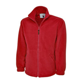 Uneek - Unisex Classic Full Zip Micro Fleece Jacket - Half Moon Yoke - Red - Size 2XL