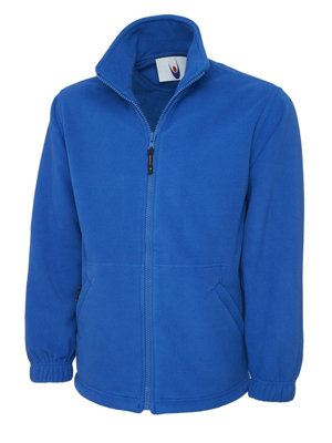 Uneek - Unisex Classic Full Zip Micro Fleece Jacket - Half Moon Yoke - Royal - Size XS
