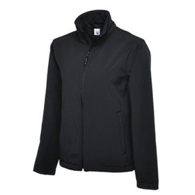 Uneek - Unisex Classic Full Zip Soft Shell Jacket - Hanger Loop - Black - Size 6XL