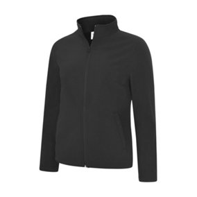 Uneek - Unisex  Classic Full Zip Soft Shell Jacket - Hanger Loop - Black - Size L