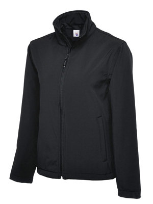 Uneek - Unisex Classic Full Zip Soft Shell Jacket - Hanger Loop - Black ...