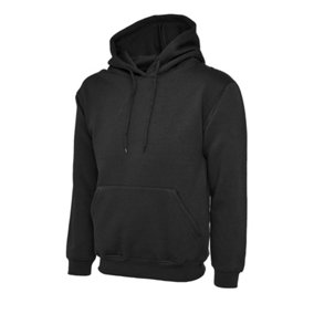 Uneek - Unisex Classic Hooded Sweatshirt/Jumper  - 50% Polyester 50% Cotton - Black - Size 2XL