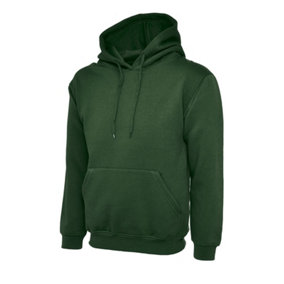 Uneek - Unisex Classic Hooded Sweatshirt/Jumper  - 50% Polyester 50% Cotton - Bottle Green - Size 2XL