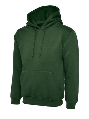 Uneek - Unisex Classic Hooded Sweatshirt/Jumper  - 50% Polyester 50% Cotton - Bottle Green - Size XL