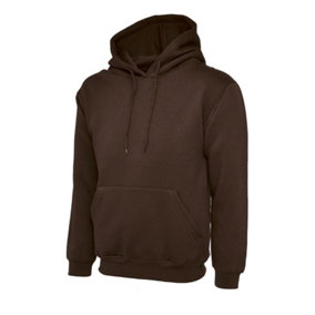 Uneek - Unisex Classic Hooded Sweatshirt/Jumper  - 50% Polyester 50% Cotton - Brown - Size M