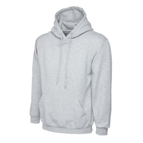 Uneek - Unisex Classic Hooded Sweatshirt/Jumper  - 50% Polyester 50% Cotton - Heather Grey - Size 2XL