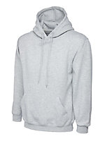 Uneek - Unisex Classic Hooded Sweatshirt/Jumper  - 50% Polyester 50% Cotton - Heather Grey - Size XS