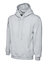 Uneek - Unisex Classic Hooded Sweatshirt/Jumper  - 50% Polyester 50% Cotton - Heather Grey - Size XS