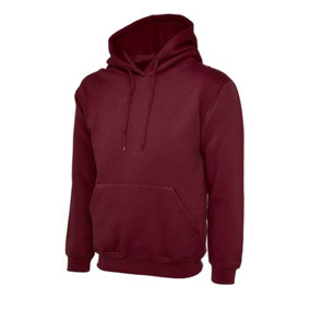 Uneek - Unisex Classic Hooded Sweatshirt/Jumper  - 50% Polyester 50% Cotton - Maroon - Size M