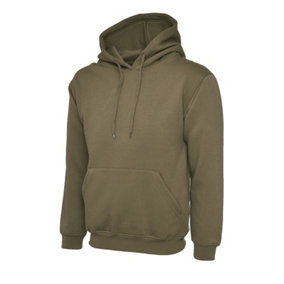 Uneek - Unisex Classic Hooded Sweatshirt/Jumper  - 50% Polyester 50% Cotton - Military Green - Size 2XL