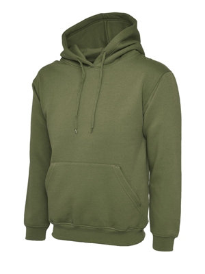 Uneek - Unisex Classic Hooded Sweatshirt/Jumper  - 50% Polyester 50% Cotton - Olive - Size 4XL