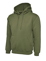 Uneek - Unisex Classic Hooded Sweatshirt/Jumper  - 50% Polyester 50% Cotton - Olive - Size 5XL