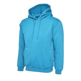 Uneek - Unisex Classic Hooded Sweatshirt/Jumper  - 50% Polyester 50% Cotton - Sapphire Blue - Size 2XL