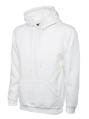 Uneek - Unisex Classic Hooded Sweatshirt/Jumper  - 50% Polyester 50% Cotton - White - Size 6XL