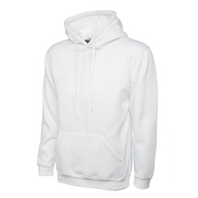Uneek - Unisex Classic Hooded Sweatshirt/Jumper  - 50% Polyester 50% Cotton - White - Size M