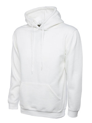 Uneek - Unisex Classic Hooded Sweatshirt/Jumper  - 50% Polyester 50% Cotton - White - Size XS