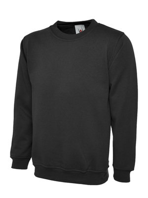 Uneek - Unisex Classic Sweatshirt/Jumper - 50% Polyester 50% Cotton - Black - Size 4XL