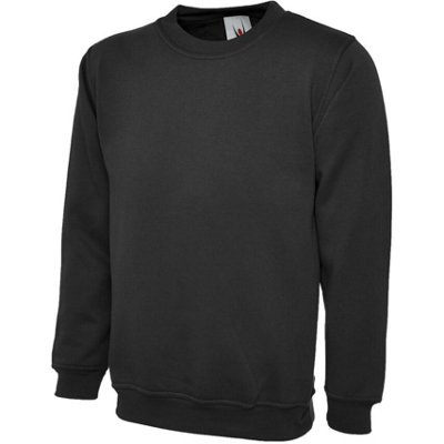 Uneek - Unisex Classic Sweatshirt/Jumper - 50% Polyester 50% Cotton - Black - Size L