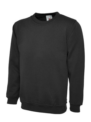 Uneek - Unisex Classic Sweatshirt/Jumper - 50% Polyester 50% Cotton - Black - Size M