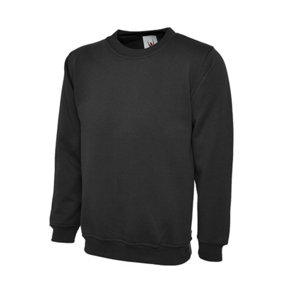 Uneek - Unisex Classic Sweatshirt/Jumper - 50% Polyester 50% Cotton - Black - Size M
