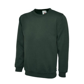 Uneek - Unisex Classic Sweatshirt/Jumper - 50% Polyester 50% Cotton - Bottle Green - Size 2XL