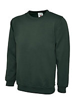 Uneek - Unisex Classic Sweatshirt/Jumper - 50% Polyester 50% Cotton - Bottle Green - Size M