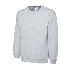 Uneek - Unisex Classic Sweatshirt/Jumper - 50% Polyester 50% Cotton - Heather Grey - Size 5XL