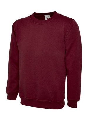 Uneek - Unisex Classic Sweatshirt/Jumper - 50% Polyester 50% Cotton - Maroon - Size XS