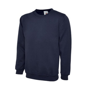 Uneek - Unisex Classic Sweatshirt/Jumper - 50% Polyester 50% Cotton - Navy - Size M