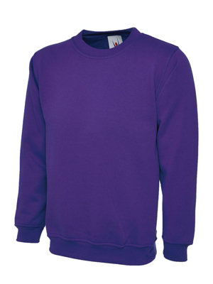 Uneek - Unisex Classic Sweatshirt/Jumper - 50% Polyester 50% Cotton - Purple - Size 2XL