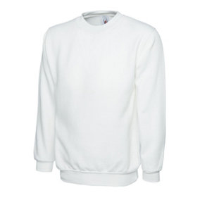 Uneek - Unisex Classic Sweatshirt/Jumper - 50% Polyester 50% Cotton - White - Size 2XL