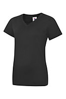 Uneek - Unisex Classic V Neck T Shirt - Reactive Dyed - Black - Size 2XL
