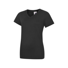 Uneek - Unisex Classic V Neck T Shirt - Reactive Dyed - Black - Size 2XL